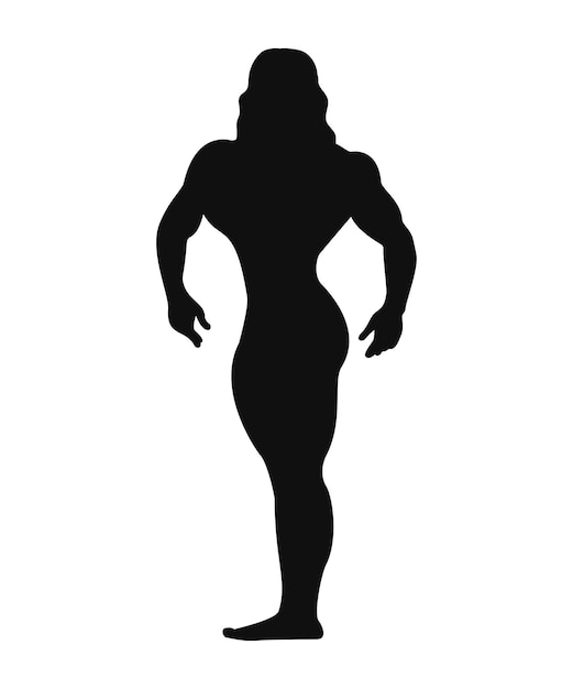 Vector illustration of black Silhouettes of female bodybuilder