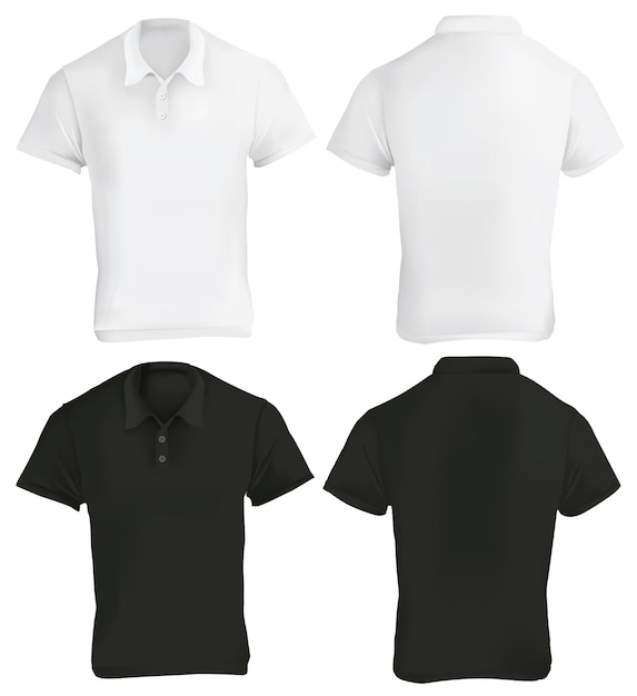 Premium Vector | Vector illustration of black white blank polo shirt ...