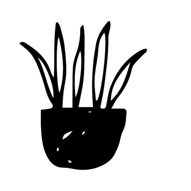 Vector illustration black and white flower pot