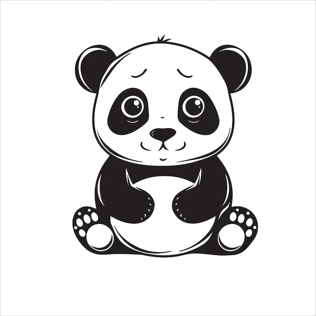 A vector illustration of a black and white Giant panda sitting