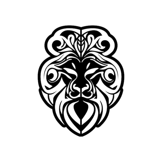 Vector illustration of black and white lion logo