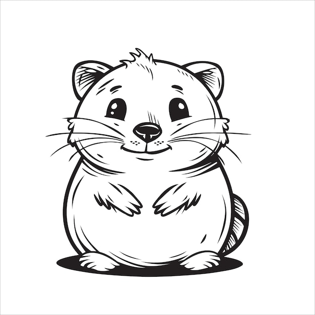 Vector a vector illustration of a black and white quokka sitting