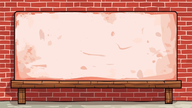 Vector vector illustration of a blank billboard template in front of a wall made of red bricks