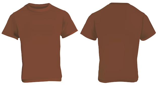 Vector illustration of blank brown men tshirt template front and back design isolated on white