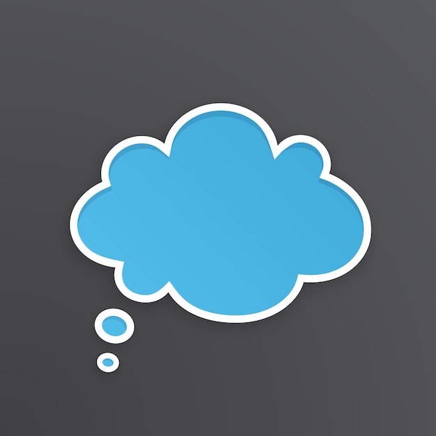 Vector vector illustration blue comic speech bubble for thoughts at cloud shape with white contour