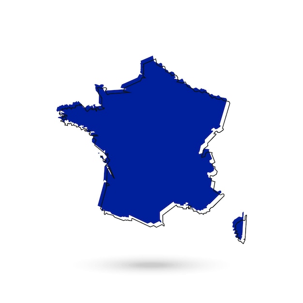 Vector vector illustration of the blue map of france on white background