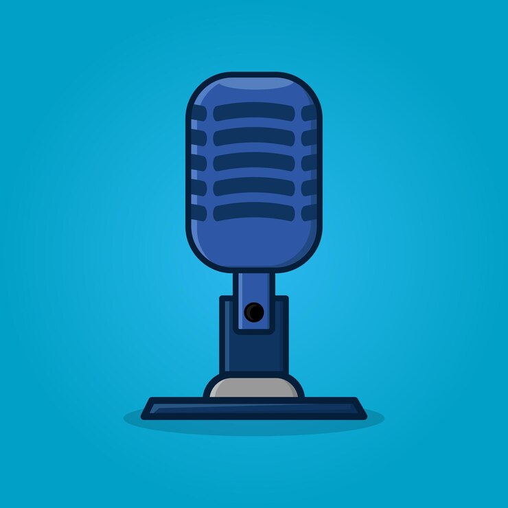 Premium Vector Vector illustration blue microphone. cartoon illustration.