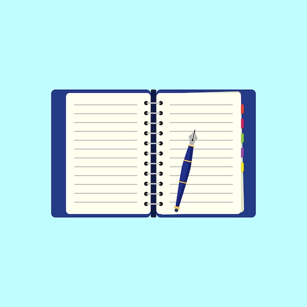 Vector illustration of blue notebook collection