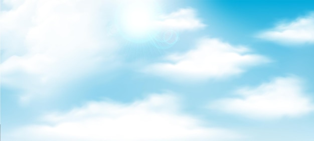 Vector illustration of blue sky landscape background with cloud and sunny design