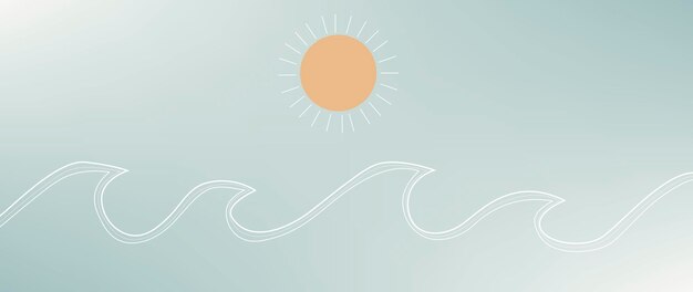 Vector illustration of blue sky waves and sun Summer background Suitable for screen saver