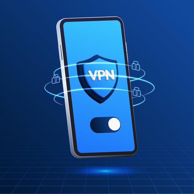 セキュリティ シールドを備えた青いスマートフォンのベクトル イラスト VPN 技術のプライバシーとセキュリティ