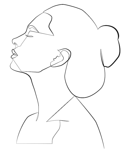 Vector illustration Boho Portrait with one line