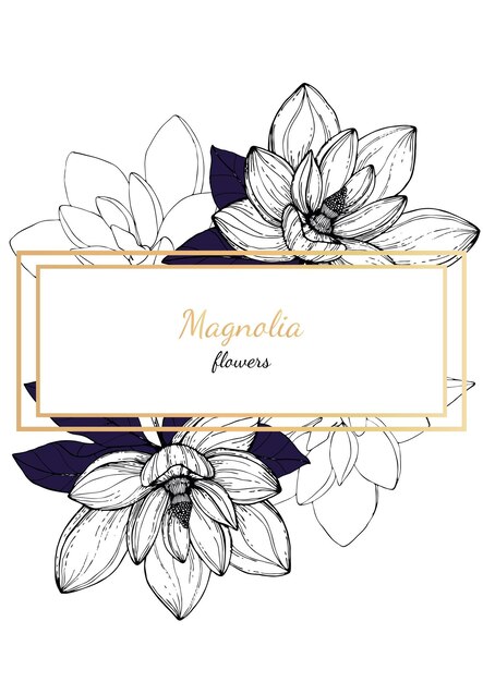 Biglietto d'invito per matrimonio floreale botanico con illustrazione vettoriale con fiore di magnolia anice bianco