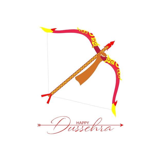 Vector illustration of bow arrow and lord rama greeting card with bow and quiver for navratri festival