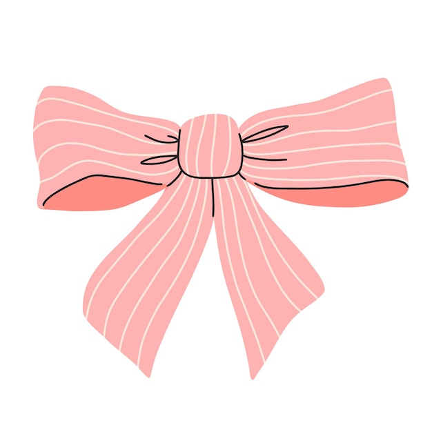 Vector illustration of a bow gift ribbons Bowknot in hand drawn and flat styles Fashionable Hair