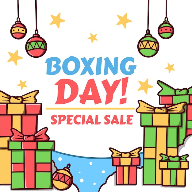 Vector Illustration Boxing Day for Social Media Cartoon Style