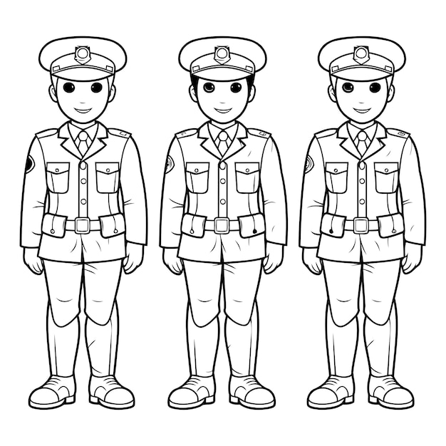 Vector vector illustration of a boy in the form of a police officer