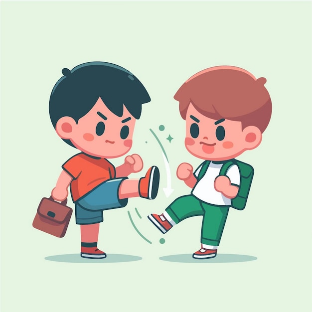 Vector vector illustration of a boy get bullied by his friend