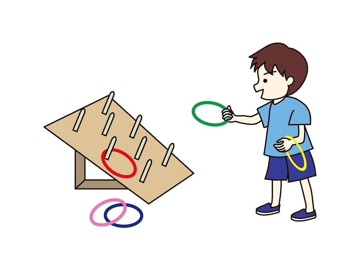 वेक्टर vector illustration of a boy playing ring toss