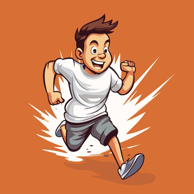 Vector illustration of a boy running cartoon style vector illustration