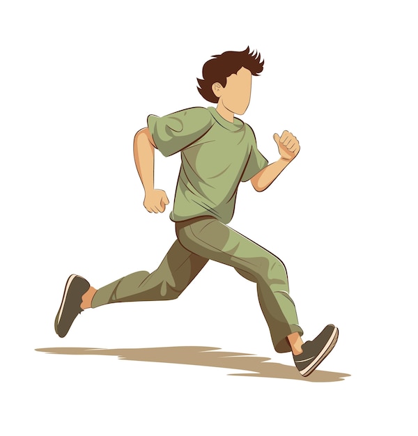 Vector illustration of a boy running isolated on white background