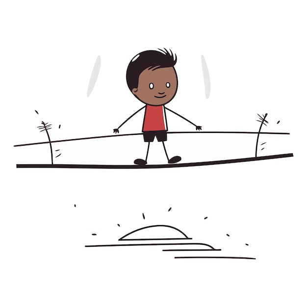 Vector vector illustration of a boy on a seesaw cartoon style