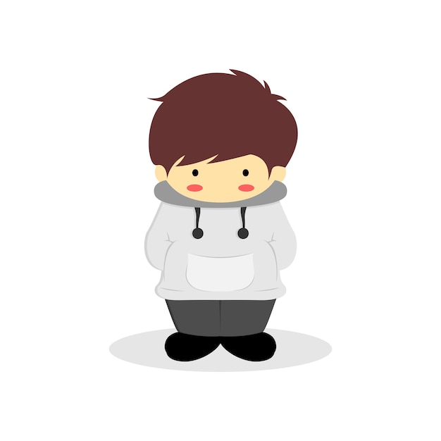 Vector vector illustration of a boy wearing hoodie
