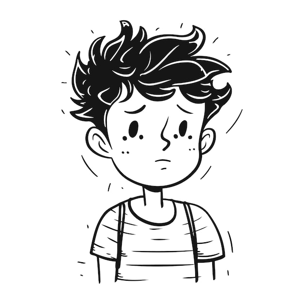 Vector illustration of a boy who has runny nose runny nose