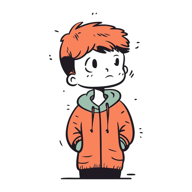 Vector vector illustration of a boy with red hair in winter clothes cartoon style