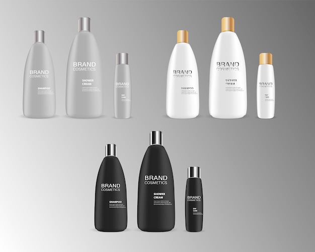 Illustrazione vettoriale mockup di bottiglia cosmetica di marca