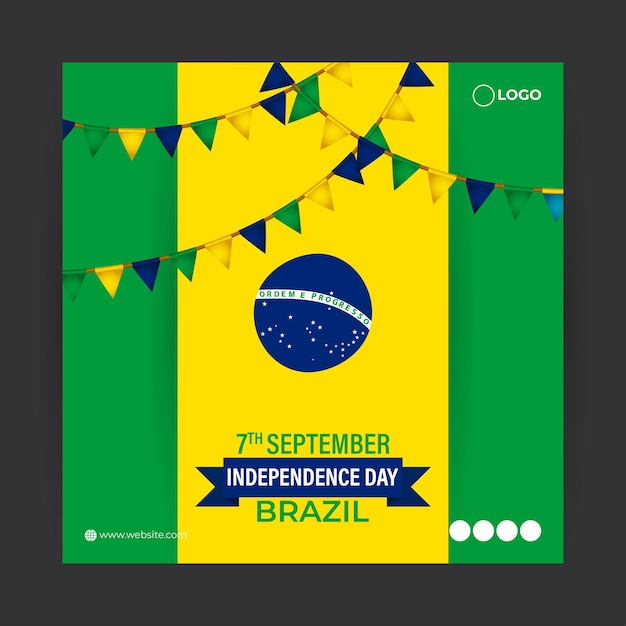 Vector illustration of Brazil Independence Day social media story feed template