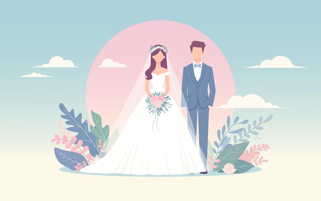 ベクトルイラスト 新郎と新婦