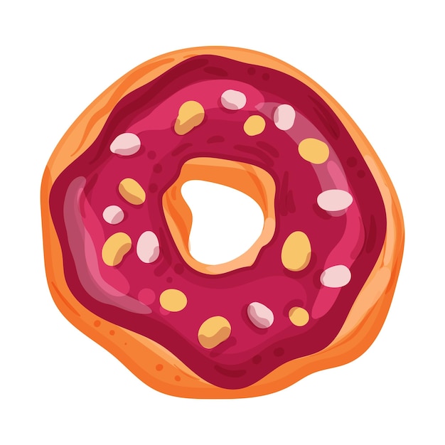 Vector vector illustration of bright and appetizing donut on a white isolated background