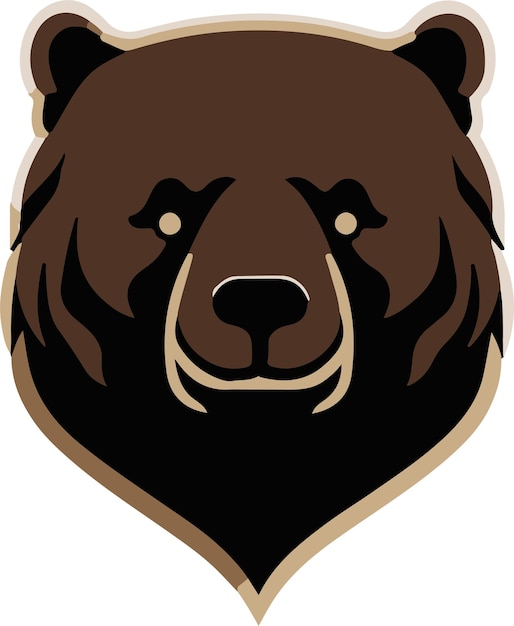 Vector vector illustration of a brown bear head for logo symbol sticker tattoo tshirt design simple fl