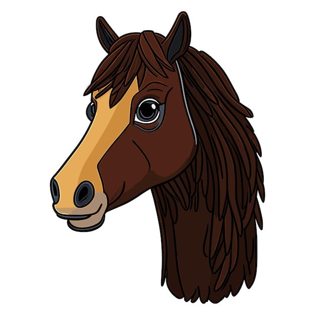 Vector of illustration in brown horse head cartoon isolated on white