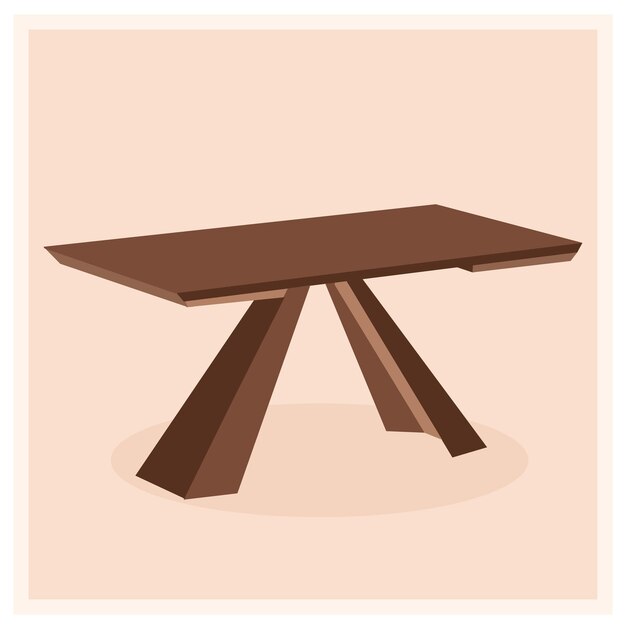 Vector illustration of brown ironning wooden table