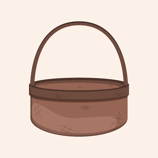 Vector vector illustration of a brown wicker easter basket