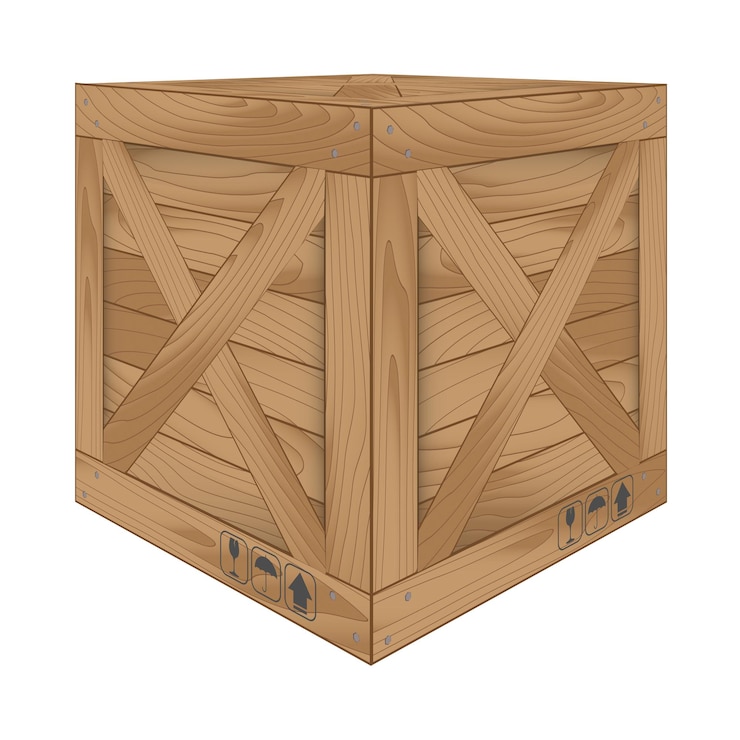 Vector vector illustration of brown wooden box on whitevector illustration