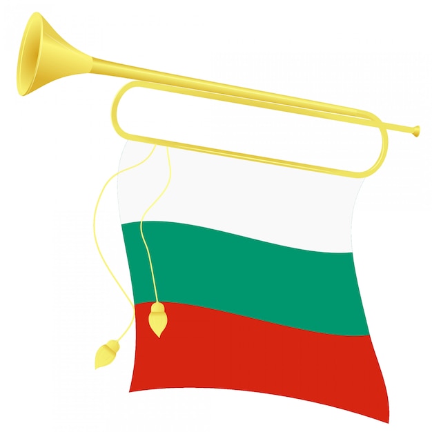 Векторная иллюстрация горн с флагом болгарии