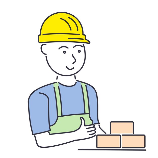 Vector illustration of a builder in a helmet