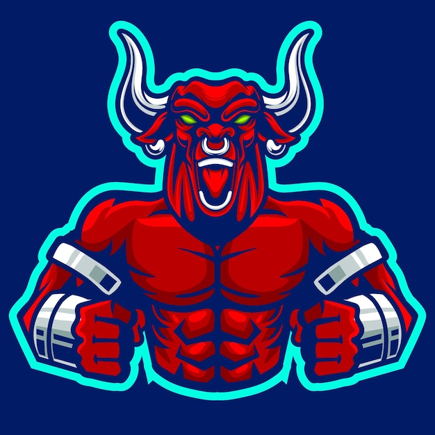 Vector illustration of bull mascot logo for sport and esport isolated