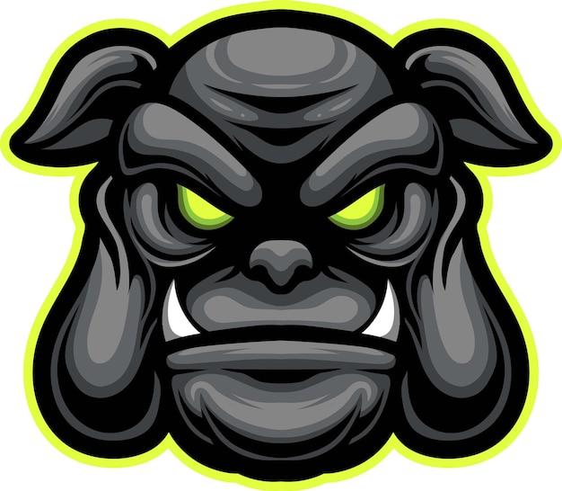 Illustrazione vettoriale della mascotte della testa del bulldog per il logo esport e sport