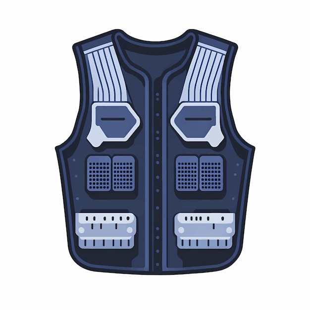 Vector vector illustration of bullet proof police vest isolated on white background