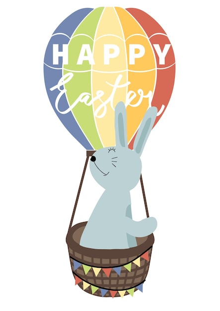 Vector illustration of bunny on a balloon