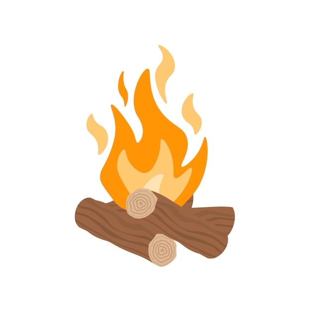 Vector Black and White Cartoon Illustration of Burning Fire with Wood Stock  Vector - Illustration of background, sign: 275267786