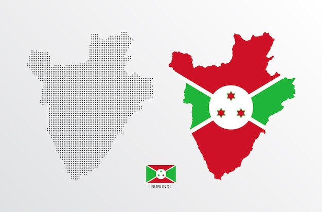 vector illustration of Burundi map with flag