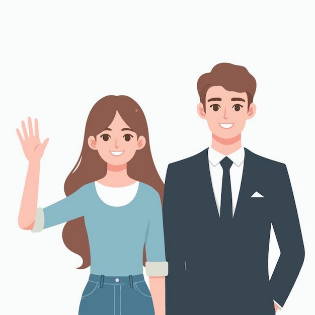 Vector Illustration Of business couple in flat design style