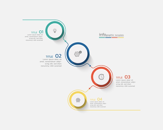 Illustrazione vettoriale progettazione del modello infografico del processo di visualizzazione dei dati aziendali