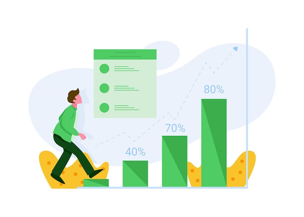 Illustrazione vettoriale stile piano del concetto di crescita aziendale