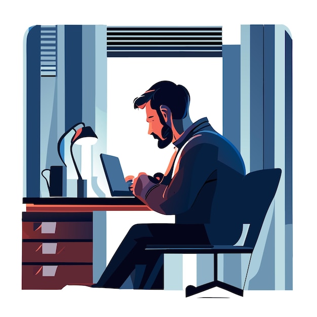 Vector illustration a business man working